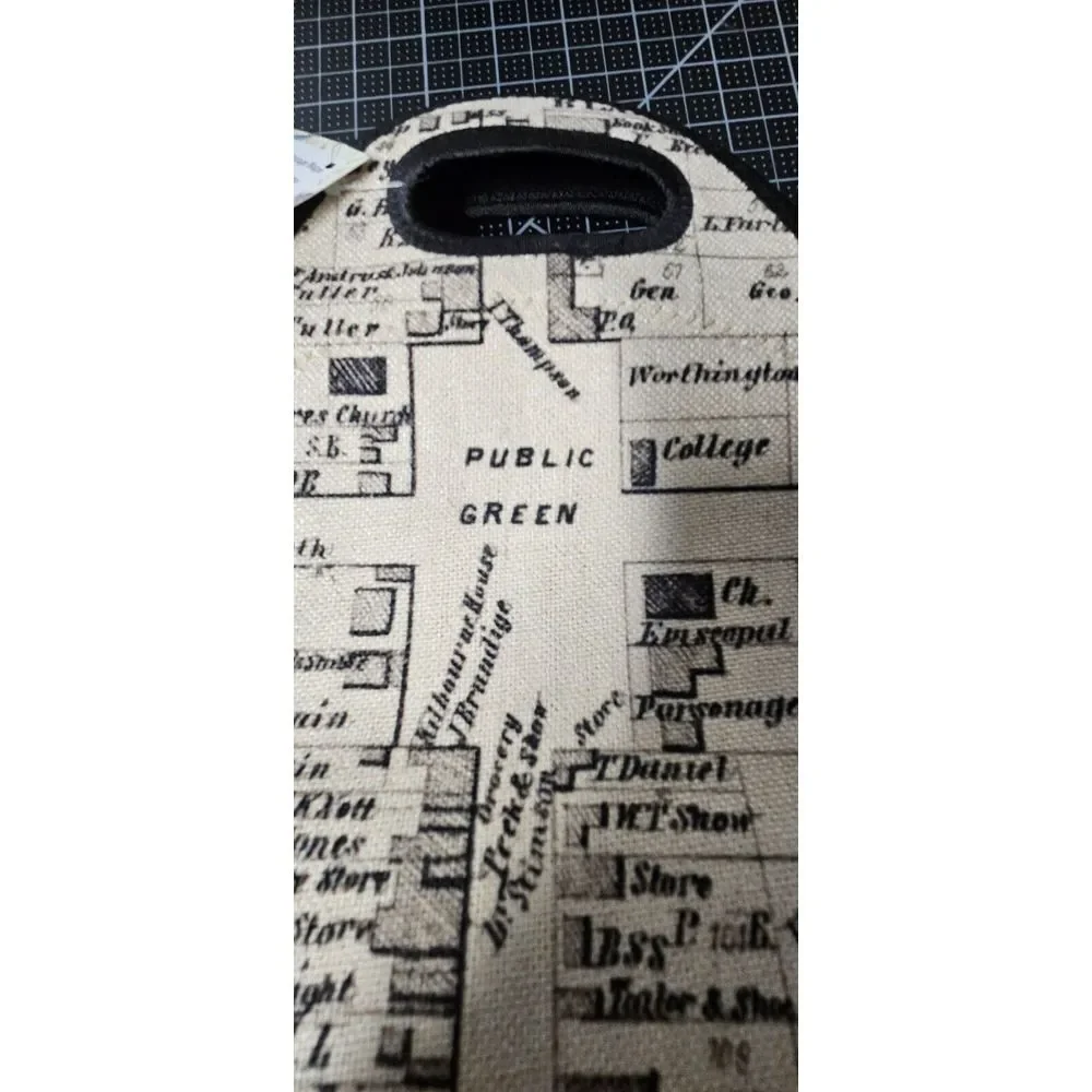 NWT Daisy Mae designs Vintage map Lunch bag Neoprene+Polycotton w/zipper‎